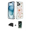 MARSİLYAN™- iPhone 15 Pro Max Kılıf Kozmos Doku - Şeffaf 360 Full Body Arka Koruyucu + Raze Metal Kamera Lens - SH