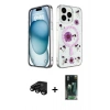 MARSİLYAN™- iPhone 15 Pro Max Kılıf Kozmos Doku - Şeffaf 360 Full Body Arka Koruyucu + Raze Metal Kamera Lens - SH