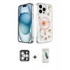 MARSİLYAN™- iPhone 15 Pro Max Kılıf Kozmos Doku - Şeffaf Pasifik Cam Ekran Koruyucu + PVD Metal Kamera Lens - GS