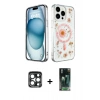 MARSİLYAN™- iPhone 15 Pro Max Kılıf Kozmos Doku - Siyah 360 Mat Full Body Arka Koruyucu + Lacivert PVD Metal Kamera Lens