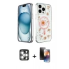 MARSİLYAN™- iPhone 15 Pro Max Kılıf Kozmos Doku - Siyah 3D Antistatik Mat Seramik Nano Ekran Koruyucu + PVD Metal Kamera Lens - GS