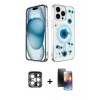 MARSİLYAN™- iPhone 15 Pro Max Kılıf Kozmos Doku - Siyah 3D Antistatik Mat Seramik Nano Ekran Koruyucu + PVD Metal Kamera Lens - GS