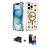 MARSİLYAN™- iPhone 15 Pro Max Kılıf Kozmos Doku - Siyah 3D Antistatik Mat Seramik Nano Ekran Koruyucu + Raze Metal Kamera Lens - GS