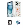 MARSİLYAN™- iPhone 15 Pro Max Kılıf Kozmos Doku - Siyah 3D Antistatik Seramik Nano Ekran Koruyucu + PVD Metal Kamera Lens - TU
