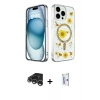 MARSİLYAN™- iPhone 15 Pro Max Kılıf Kozmos Doku - Siyah Bilvis 0.18mm Plus Cam Ekran Koruyucu + Raze Metal Kamera Lens - GS