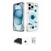MARSİLYAN™- iPhone 15 Pro Max Kılıf Kozmos Doku - Siyah Bilvis 0.18mm Plus Cam Ekran Koruyucu + Raze Metal Kamera Lens - TMGI