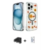 MARSİLYAN™- iPhone 15 Pro Max Kılıf Kozmos Doku - Siyah Bilvis 0.18mm Plus Cam Ekran Koruyucu + Raze Metal Kamera Lens - TMGI