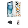 MARSİLYAN™- iPhone 15 Pro Max Kılıf Kozmos Doku - Siyah Bilvis 3D Mat Cam Ekran Koruyucu + Raze Metal Kamera Lens - LT