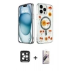 MARSİLYAN™- iPhone 15 Pro Max Kılıf Kozmos Doku - Siyah Bilvis 3D Mat Cam Ekran Koruyucu + PVD Metal Kamera Lens - SH
