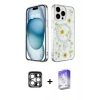 MARSİLYAN™- iPhone 15 Pro Max Kılıf Kozmos Doku - Siyah Bilvis 5in1 3D Magic Cam Ekran Koruyucu + PVD Metal Kamera Lens - GS