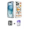 MARSİLYAN™- iPhone 15 Pro Max Kılıf Kozmos Doku - Siyah Bilvis 5in1 3D Magic Cam Ekran Koruyucu + PVD Metal Kamera Lens - LT