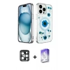 MARSİLYAN™- iPhone 15 Pro Max Kılıf Kozmos Doku - Siyah Bilvis 5in1 3D Magic Cam Ekran Koruyucu + PVD Metal Kamera Lens - LT