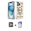 MARSİLYAN™- iPhone 15 Pro Max Kılıf Kozmos Doku - Siyah Bilvis 5in1 3D Magic Cam Ekran Koruyucu + PVD Metal Kamera Lens - GI