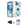 MARSİLYAN™- iPhone 15 Pro Max Kılıf Kozmos Doku - Siyah Bilvis 5in1 3D Magic Cam Ekran Koruyucu + Raze Metal Kamera Lens - LT