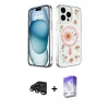 MARSİLYAN™- iPhone 15 Pro Max Kılıf Kozmos Doku - Siyah Bilvis 5in1 3D Magic Cam Ekran Koruyucu + Raze Metal Kamera Lens - TMGI