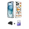 MARSİLYAN™- iPhone 15 Pro Max Kılıf Kozmos Doku - Siyah Bilvis 5in1 5D Magic Hayalet Cam Ekran Koruyucu + Raze Metal Kamera Lens - SH