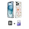 MARSİLYAN™- iPhone 15 Pro Max Kılıf Kozmos Doku - Siyah Bilvis 5in1 5D Magic Hayalet Cam Ekran Koruyucu + PVD Metal Kamera Lens - GI