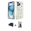 MARSİLYAN™- iPhone 15 Pro Max Kılıf Kozmos Doku - Siyah Bilvis Hayalet Cam Ekran Koruyucu + Raze Metal Kamera Lens - LT