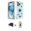 MARSİLYAN™- iPhone 15 Pro Max Kılıf Kozmos Doku - Siyah Bilvis Hayalet Cam Ekran Koruyucu + Raze Metal Kamera Lens - LT