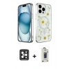 MARSİLYAN™- iPhone 15 Pro Max Kılıf Kozmos Doku - Siyah Bilvis Hayalet Cam Ekran Koruyucu + Siyah PVD Metal Kamera Lens