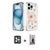 MARSİLYAN™- iPhone 15 Pro Max Kılıf Kozmos Doku - Siyah Bilvis Hayalet Cam Ekran Koruyucu + PVD Metal Kamera Lens - SH