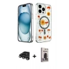 MARSİLYAN™- iPhone 15 Pro Max Kılıf Kozmos Doku - Siyah Bilvis Hayalet Cam Ekran Koruyucu + Raze Metal Kamera Lens - TMGI