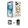MARSİLYAN™- iPhone 15 Pro Max Kılıf Kozmos Doku - Siyah Buffer Hayalet Cam Ekran Koruyucu + PVD Metal Kamera Lens - GS