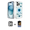 MARSİLYAN™- iPhone 15 Pro Max Kılıf Kozmos Doku - Siyah Buffer Hayalet Cam Ekran Koruyucu + PVD Metal Kamera Lens - GS