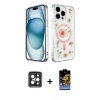 MARSİLYAN™- iPhone 15 Pro Max Kılıf Kozmos Doku - Siyah Buffer Hayalet Cam Ekran Koruyucu + PVD Metal Kamera Lens - SH