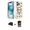 MARSİLYAN™- iPhone 15 Pro Max Kılıf Kozmos Doku - Siyah Buffer Hayalet Cam Ekran Koruyucu + Siyah Raze Metal Kamera Lens