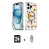 MARSİLYAN™- iPhone 15 Pro Max Kılıf Kozmos Doku - Siyah Joko Magic 5D Cam + PVD Metal Kamera Lens - GI