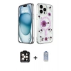 MARSİLYAN™- iPhone 15 Pro Max Kılıf Kozmos Doku - Siyah Joko Magic 5D Cam + PVD Metal Kamera Lens - TU