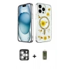 MARSİLYAN™- iPhone 15 Pro Max Kılıf Kozmos Doku - Siyah Joko Magic 5D Hayalet Cam + PVD Metal Kamera Lens - GS