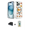 MARSİLYAN™- iPhone 15 Pro Max Kılıf Kozmos Doku - Siyah Polymer Nano Ekran Koruyucu + Raze Metal Kamera Lens - LT