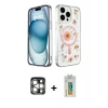 MARSİLYAN™- iPhone 15 Pro Max Kılıf Kozmos Doku - Siyah Polymer Nano Ekran Koruyucu + PVD Metal Kamera Lens - GS