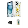 MARSİLYAN™- iPhone 15 Pro Max Kılıf Kozmos Doku - Siyah Polymer Nano Ekran Koruyucu + Raze Metal Kamera Lens - TMGI