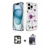 MARSİLYAN™- iPhone 15 Pro Max Kılıf Kozmos Doku - Siyah Vanessa Magic Cam + PVD Metal Kamera Lens - GS