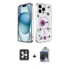 MARSİLYAN™- iPhone 15 Pro Max Kılıf Kozmos Doku - Siyah Vanessa Magic Cam + PVD Metal Kamera Lens - SH