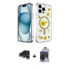 MARSİLYAN™- iPhone 15 Pro Max Kılıf Kozmos Doku - Siyah Vanessa Magic Cam + Raze Metal Kamera Lens - GS