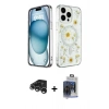 MARSİLYAN™- iPhone 15 Pro Max Kılıf Kozmos Doku - Siyah Vanessa Magic Cam + Raze Metal Kamera Lens - GS