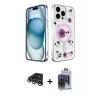 MARSİLYAN™- iPhone 15 Pro Max Kılıf Kozmos Doku - Siyah Vanessa Magic Cam + Raze Metal Kamera Lens - GS