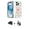 MARSİLYAN™- iPhone 15 Pro Max Kılıf Kozmos Doku - Siyah Vanessa Magic Hayalet Cam + Raze Metal Kamera Lens - LT