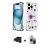 MARSİLYAN™- iPhone 15 Pro Max Kılıf Kozmos Doku - Siyah Vanessa Magic Hayalet Cam + Raze Metal Kamera Lens - LT