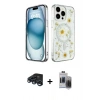 MARSİLYAN™- iPhone 15 Pro Max Kılıf Kozmos Doku - Siyah Vanessa Magic Hayalet Cam + Raze Metal Kamera Lens - LT