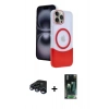 MARSİLYAN™- iPhone 15 Pro Max Kılıf Kozmos Form Özel Seri - Şeffaf 360 Full Body Arka Koruyucu + Raze Metal Kamera Lens - LT