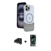 MARSİLYAN™- iPhone 15 Pro Max Kılıf Kozmos Form Özel Seri - Şeffaf 360 Full Body Arka Koruyucu + Raze Metal Kamera Lens - TMGI