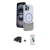 MARSİLYAN™- iPhone 15 Pro Max Kılıf Kozmos Form Özel Seri - Şeffaf Pasifik Cam Ekran Koruyucu + Raze Metal Kamera Lens - GS