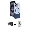 MARSİLYAN™- iPhone 15 Pro Max Kılıf Kozmos Form Özel Seri - Şeffaf Pasifik Cam Ekran Koruyucu + Raze Metal Kamera Lens - GS
