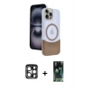 MARSİLYAN™- iPhone 15 Pro Max Kılıf Kozmos Form Özel Seri - Siyah 360 Mat Full Body Arka Koruyucu + PVD Metal Kamera Lens - LT