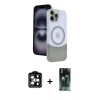 MARSİLYAN™- iPhone 15 Pro Max Kılıf Kozmos Form Özel Seri - Siyah 360 Mat Full Body Arka Koruyucu + PVD Metal Kamera Lens - TU